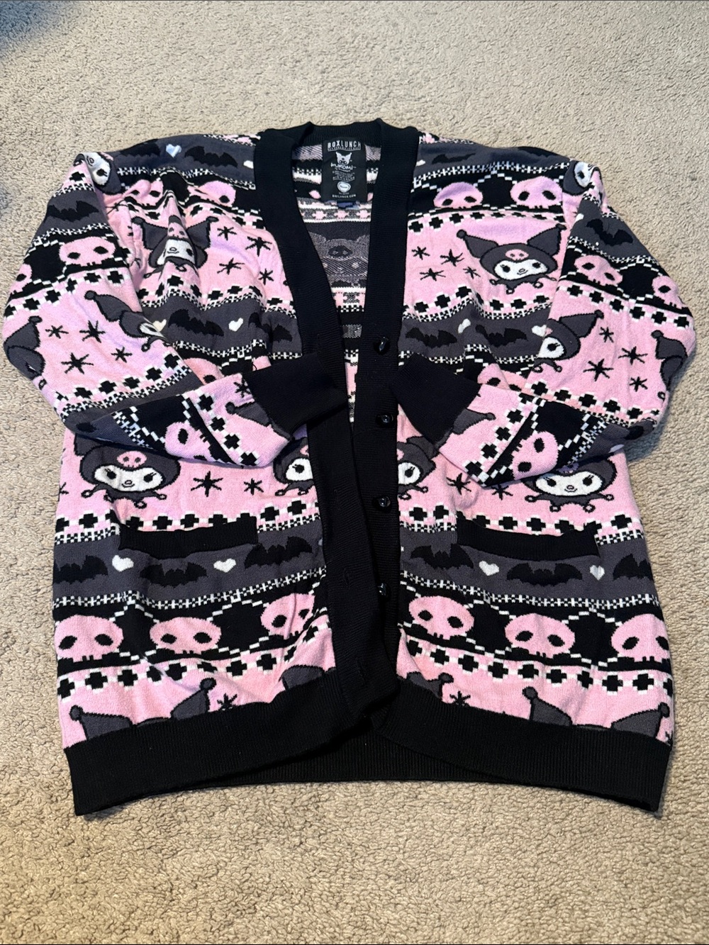 Kuromi Pink & Black Character Cardigan